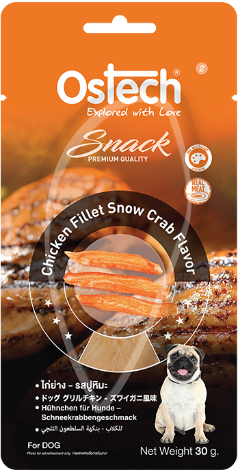 ออสเทคขนมสุนัขแบบไก่(ชิ้น) - ไก่ย่าง รสปูหิมะ ขนาด 30 กรัม