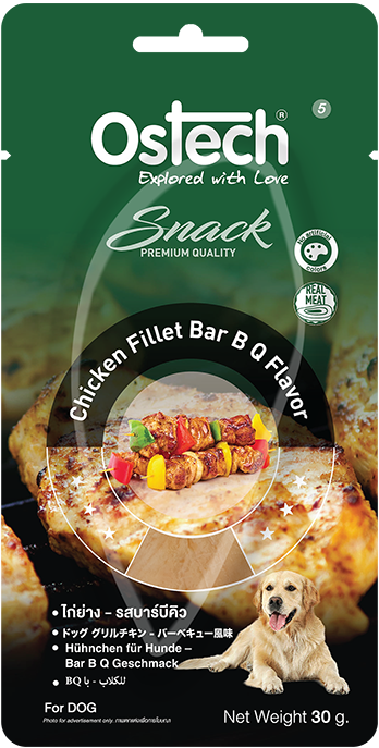 ออสเทคขนมสุนัขแบบไก่(ชิ้น) - ไก่ย่าง รสบาร์บีคิว ขนาด 30 กรัม