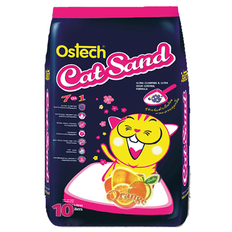 ทรายแมวอนามัยเม็ดกลม ออสเทค(กลิ่นส้ม) 10 L