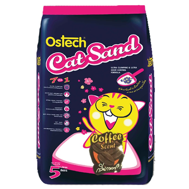 ทรายแมวอนามัย-เม็ดกลม ออสเทค(กลิ่นกาแฟ) 5L