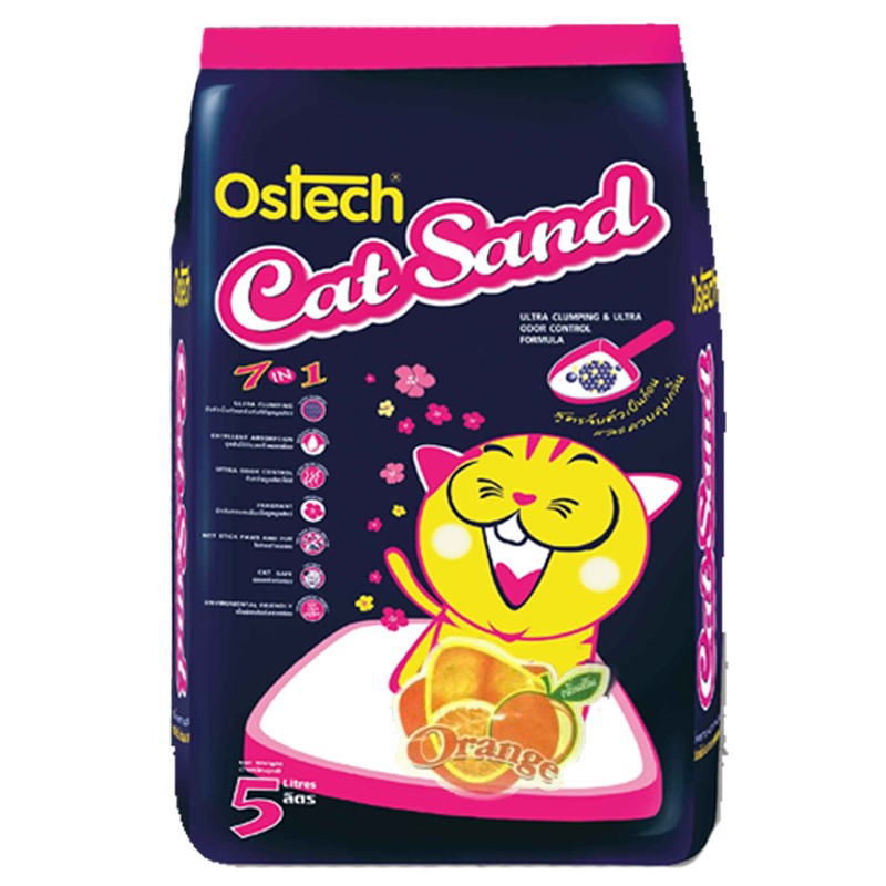 ทรายแมวอนามัย-เม็ดกลม ออสเทค(กลิ่นส้ม) 5 L