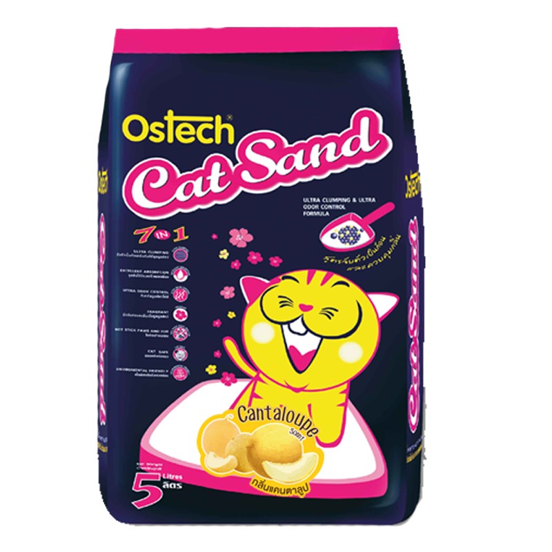 ทรายแมวอนามัย-เม็ดกลม ออสเทค(กลิ่นแคนตาลูป) 5 L