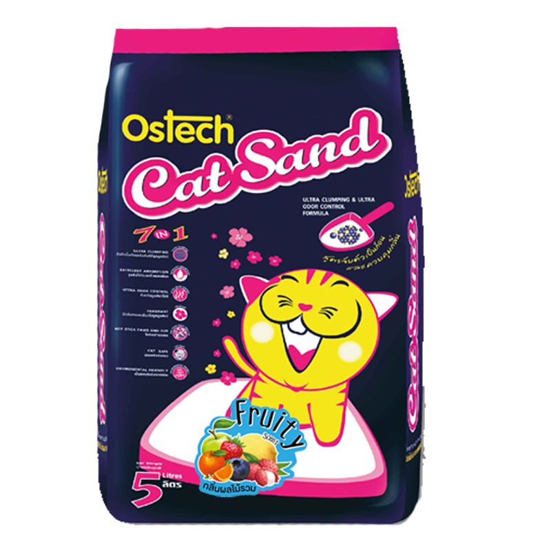 ทรายแมวอนามัย-เม็ดกลม ออสเทค(กลิ่นผลไม้รวม) 5 L