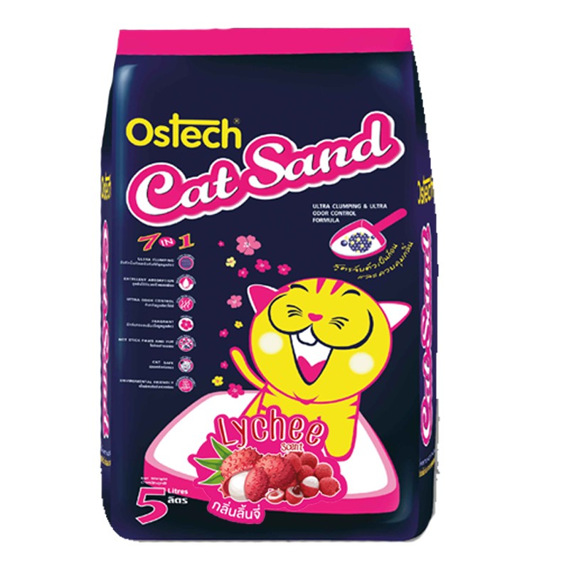 ทรายแมวอนามัย-เม็ดกลม ออสเทค(กลิ่นลิ้นจี่) 5 L