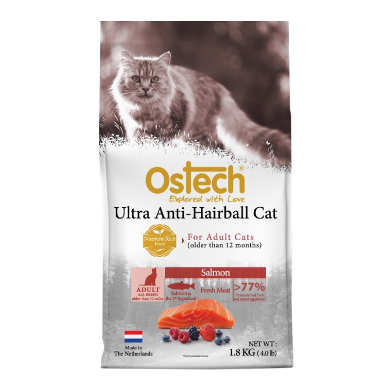 ออสเทค อัลตร้า อาหารเม็ดแมว แอนติแฮร์บอล สูตรแซลมอน 1.8kg