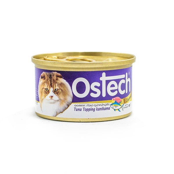 อาหารกระป๋องแมวออสเทค กัวเม่ รสทูน่าหน้าปูอัด 80 g.