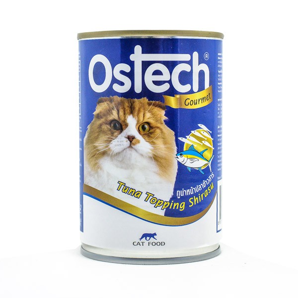 อาหารกระป๋องแมวออสเทค กัวเม่ รสทูน่าหน้าปลาข้าวสาร 400 g.