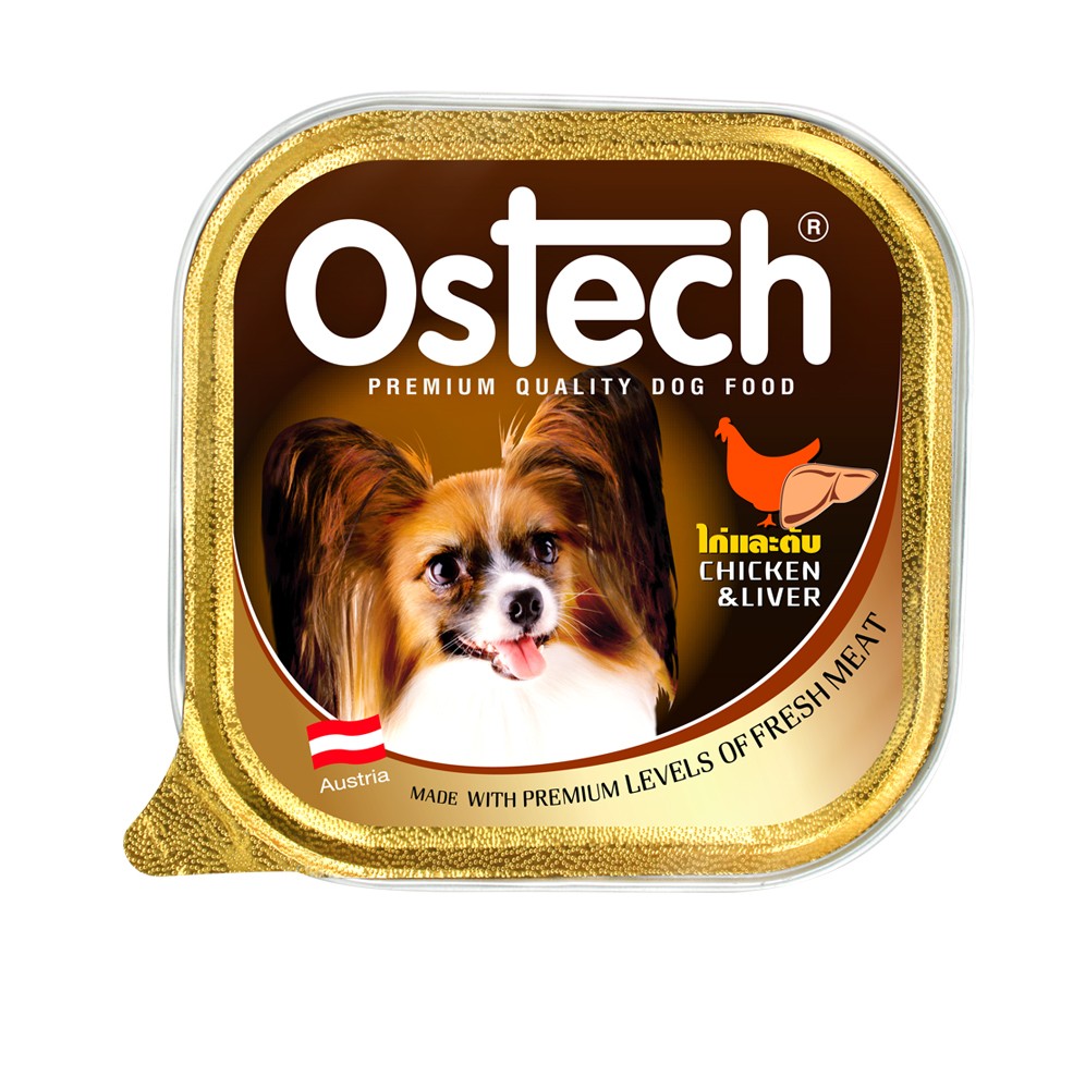 อาหารถาดสุนัขออสเทค รสไก่+ตับ 150 g.