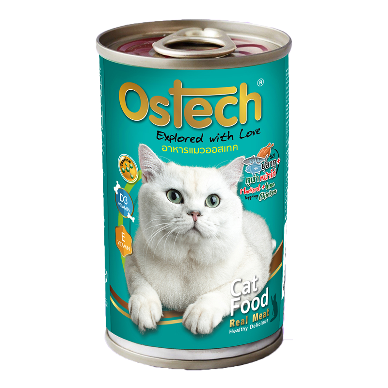 อาหารกระป๋องแมวออสเทค รสปลาทู+ทูน่าไก่ 400 g.