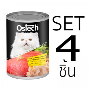 [Set 4]อาหารแมวออสเทคแบบกระป๊องทูน่า&ปลาโออบแห้งในเยลลี่