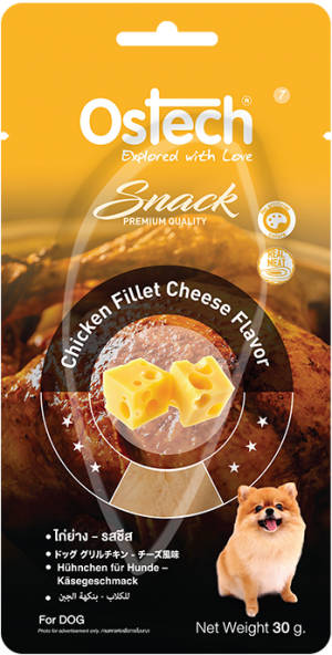 ออสเทคขนมสุนัขแบบไก่(ชิ้น) - ไก่ย่าง รสชีส ขนาด 30 กรัม