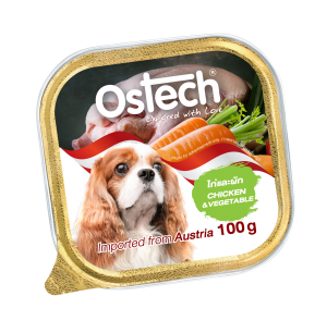 อาหารถาดสุนัขออสเทค รสไก่+ผัก 100 g.