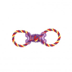 CHOMPER : DOGGY LONG LEGS SMALLMONGOOSE TAIL WAGGERS TPR BONE DOUBLE ROPE RING TUG