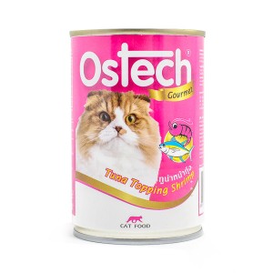 อาหารกระป๋องแมวออสเทค กัวเม่ รสทูน่าหน้ากุ้ง 400 g.