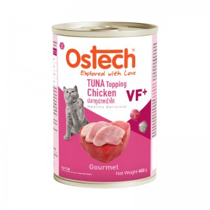 อาหารกระป๋องแมวออสเทค กัวเม่ VF+ รสทูน่าหน้าไก่ 400 g.