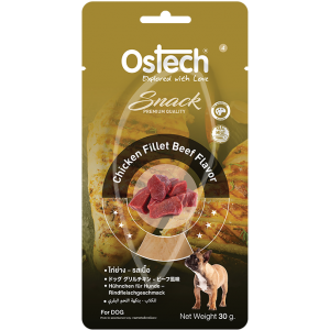 ออสเทคขนมสุนัขแบบไก่(ชิ้น) - ไก่ย่าง รสเนื้อ ขนาด 30 กรัม