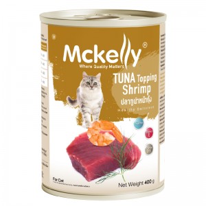 อาหารกระป๋องแมวแมคแคลลี่ ปลาทูน่าหน้ากุ้ง 400 g