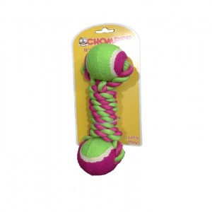 CHOMPER : TAIL WAGGERS ROPE DUMBBELL WITH TENNIS BALL