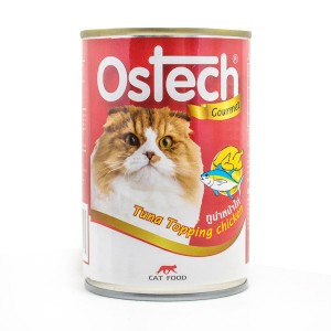 อาหารกระป๋องแมวออสเทค กัวเม่ รสทูน่าหน้าไก่ 400 g.